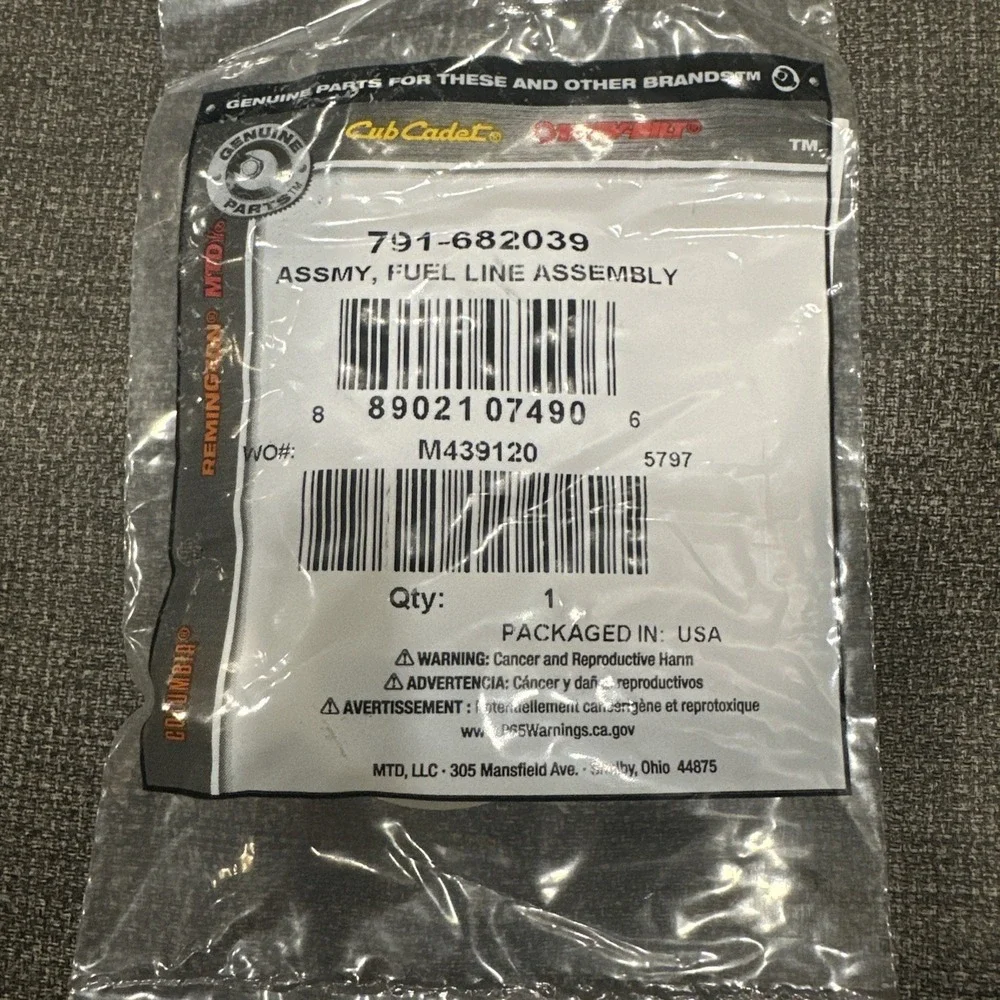 New MTD 791-682039 Fuel Line Assembly Kit